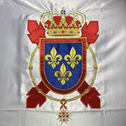 Bandera de raso bordada.